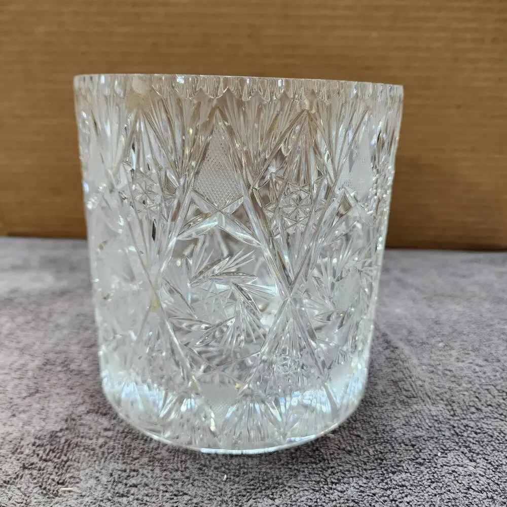 Heavy Cut Crystal dish no lid Vase Ice Buket Home Decor V